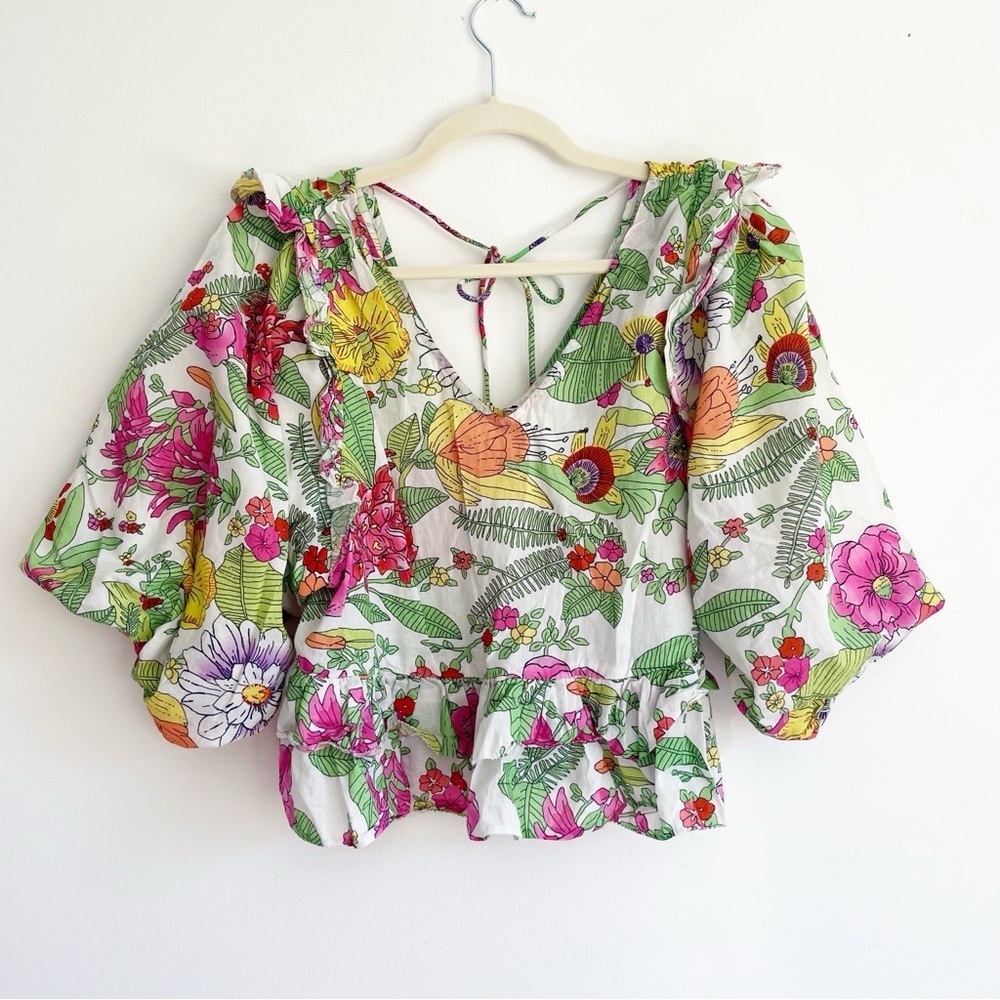 Love The Label Floral Print Women's Top Great Condition Size Small 100% Cotton